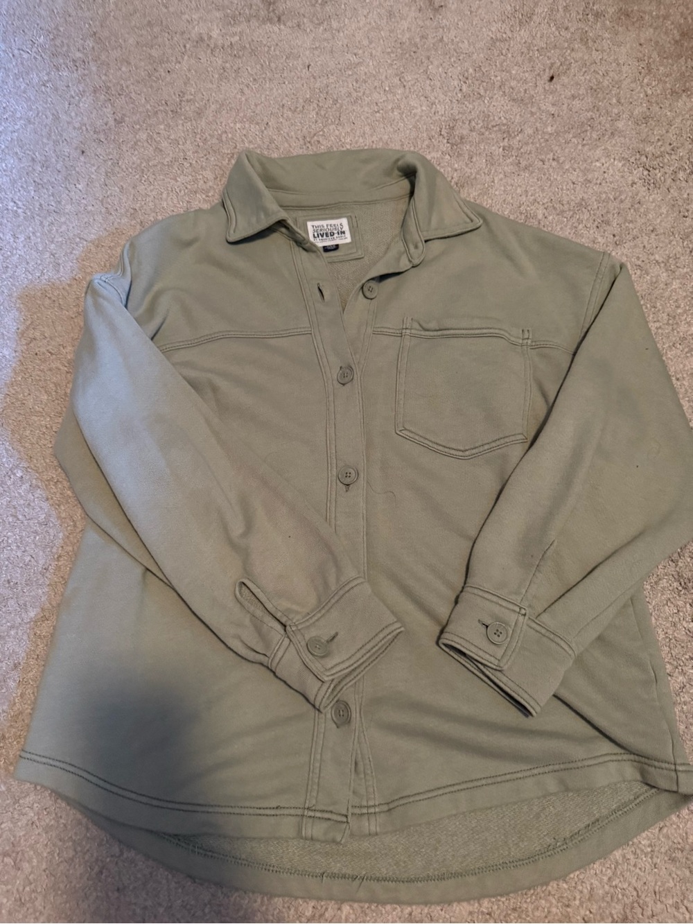 American Eagle Outfitters Olive Green Button-Up Sweater Shirt